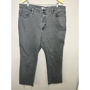 Good American Good Legs Skinny Blue Distressed Raw Hem Jeans Women's Size 18